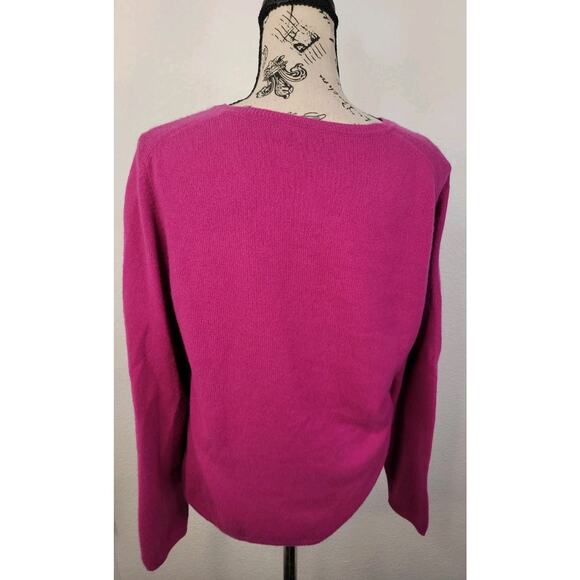 Charter Club Sweater Womens Sz Large Thin 2 Play 100% Cashmere Crewneck Magenta - Picture 6 of 8